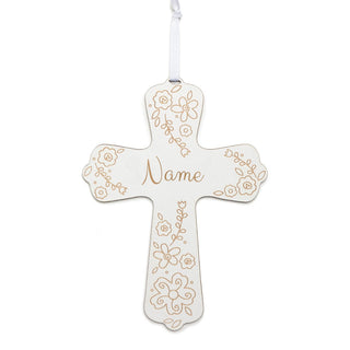 DIY Floral Personalized White Wood Cross