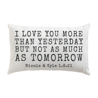 I Love You More Personalized Lumbar Throw Pillow