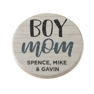 Boy Mom Personalized Round Desk Coaster