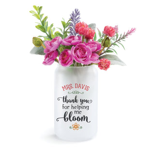 Thank You For Helping Me Bloom Personalized Frosted Glass Vase