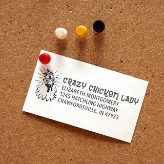 Crazy Chicken Lady Rectangular Self-Inking Address Stamp