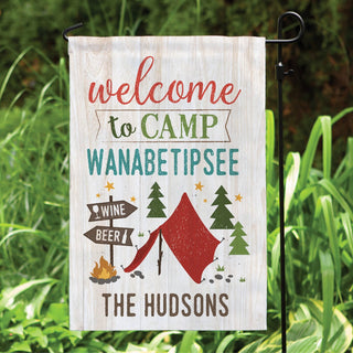 Welcome To Camp Wanabetipsee Personalized Garden Flag
