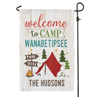 Welcome To Camp Wanabetipsee Personalized Garden Flag