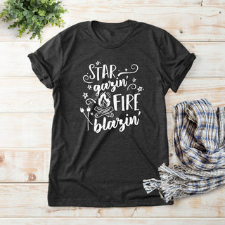 Star Gazing' Fire Blazin' Adult Charcoal T-Shirt