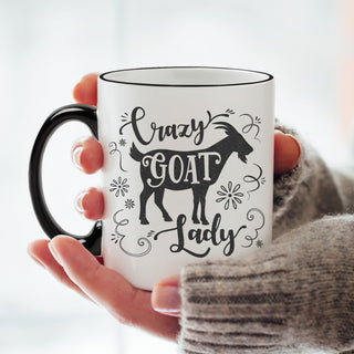 Crazy Goat Lady Personalized Black Handle Coffee Mug - 11 oz.