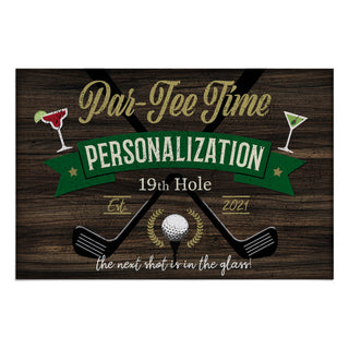 Golfer's Par-Tee Time Personalized Thin Doormat