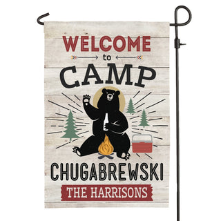 Welcome to Camp Chugabrewski Personalized Garden Flag