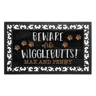 Beware of the Wigglebutts! Insert and Ornate Rubber Doormat Frame