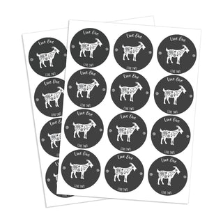 Floral Goat Return Address Round Stickers - Set of 48