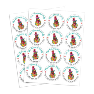 Chicken With Glasses Return Address Round Stickers - Set of 48