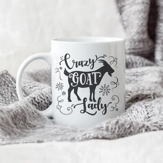 Crazy Goat Lady Personalized White Coffee Mug - 11 oz.