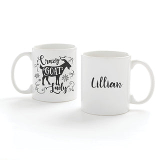 Crazy Goat Lady Personalized White Coffee Mug - 11 oz.