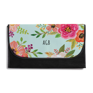 Teal Floral Roll-Up Travel Toiletry Bag