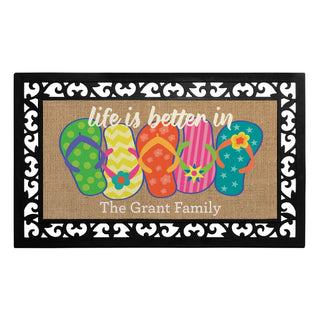 Life is Better in Flip Flops Insert and Ornate Rubber Doormat Frame