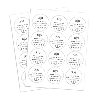 Our Initials Personalized Address Round Sticker - Set of 48