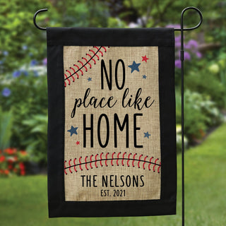 No Place Like Home Black Border Burlap Garden Flag