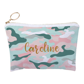 Pink and Teal Camo Personalized Zipper Pouch