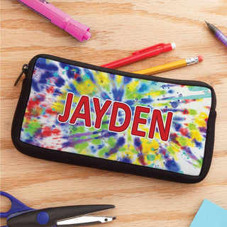 Red Name Tie Dye Pencil Case