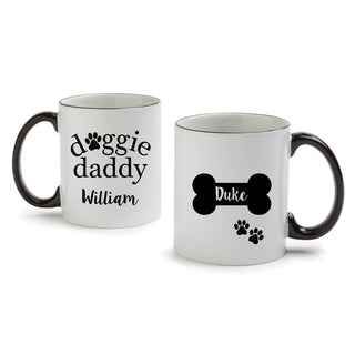 Doggie Daddy White Coffee Mug with Black Rim and Handle-11oz