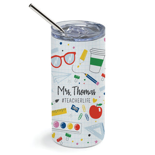 Teacher Life Stainless Steel Tumbler with Straw