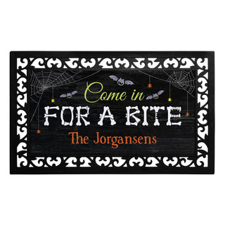 Come In For A Bite Personalized Insert and Ornate Rubber Doormat Frame