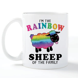 Rainbow Sheep Of The Family Personalized White Coffee Mug - 11 oz.