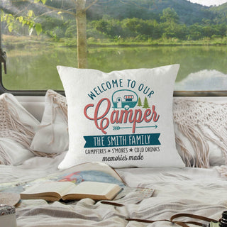 Welcome To Our Camper Personalized 14" Throw Pillow