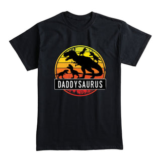 Daddysaurus Four Kids Adult Black T-Shirt