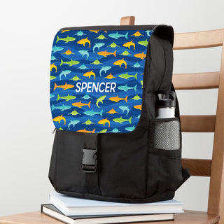 Colorful Sharks Personalized Flap Backpack 