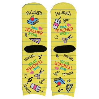 Best Teacher Ever Personalized Adult Crew Socks