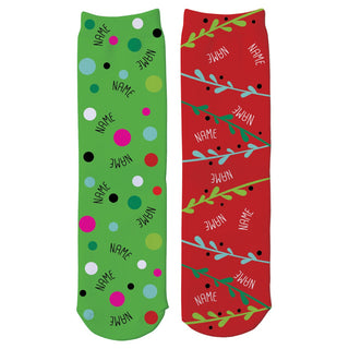 Meet Me Under the Mistletoes Personalized Adult Crew Socks