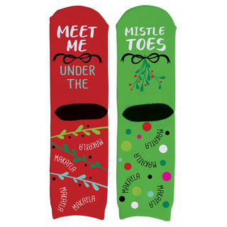 Meet Me Under the Mistletoes Personalized Adult Crew Socks