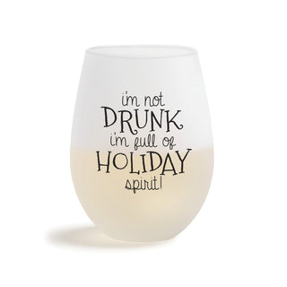 Full of  Holiday Spirit Frosted Stemless Wine Glass