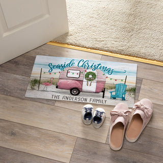 Seaside Christmas Camper Personalized Narrow Doormat Insert