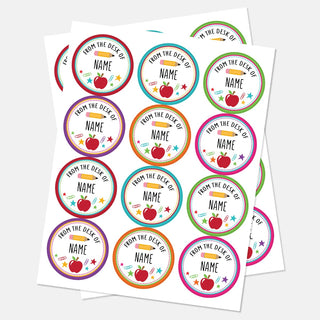 From The Desk Of Teacher Round Sticker - Set of 48