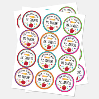 From The Desk Of Teacher Round Sticker - Set of 48