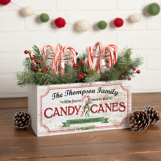 Candy Canes Wood Storage Box 