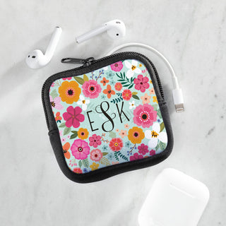 Floral Monogram Square Pouch 