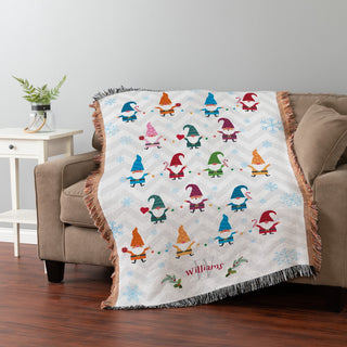 Gnome Pattern Personalized Fringe Throw Blanket 