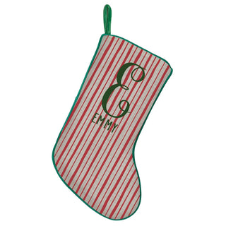 Vintage Stripe Initial Green Trim Stocking