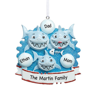 Shark Family of 3 Personalized Ornament