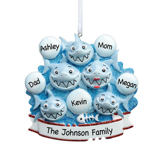 Shark Family of 5 Personalized Ornament