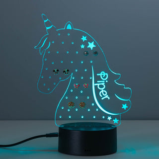 Unicorn Personalized Earring Holder Acrylic LED Night Light