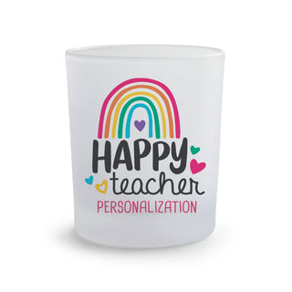 Happy Teacher Personalized Frosted Glass Pencil Holder