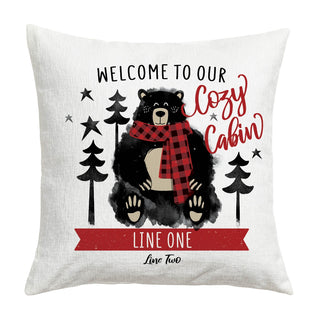 Welcome To Our Cozy Cabin Personalized 17" Throw Pillow