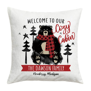 Welcome To Our Cozy Cabin Personalized 17" Throw Pillow