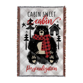 Cabin Sweet Cabin Personalized Fringe Throw Blanket