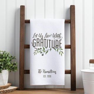 Live With Gratitude Personalized Waffle Tea Towel