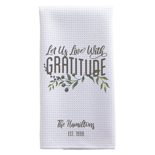 Live With Gratitude Personalized Waffle Tea Towel