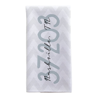 Zip Code Personalized Waffle Tea Towel